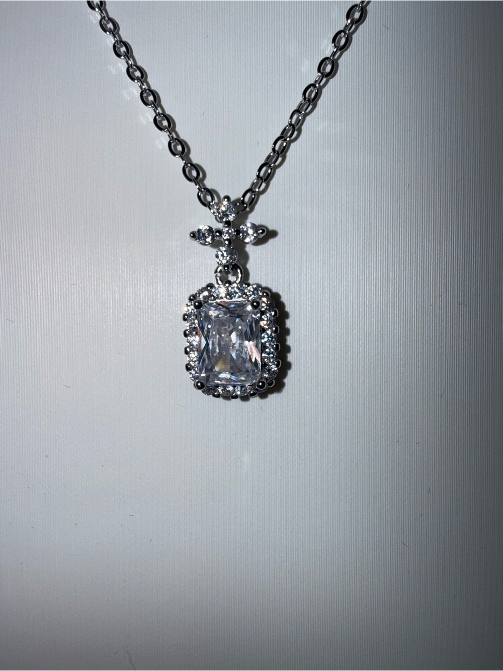 18K Gold Dipped Radiant Halo Pendant Necklace